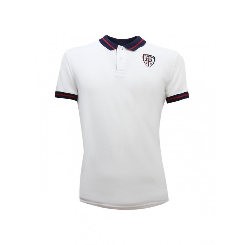 CAGLIARI WHITE POLO PIQUET MACRON - 1