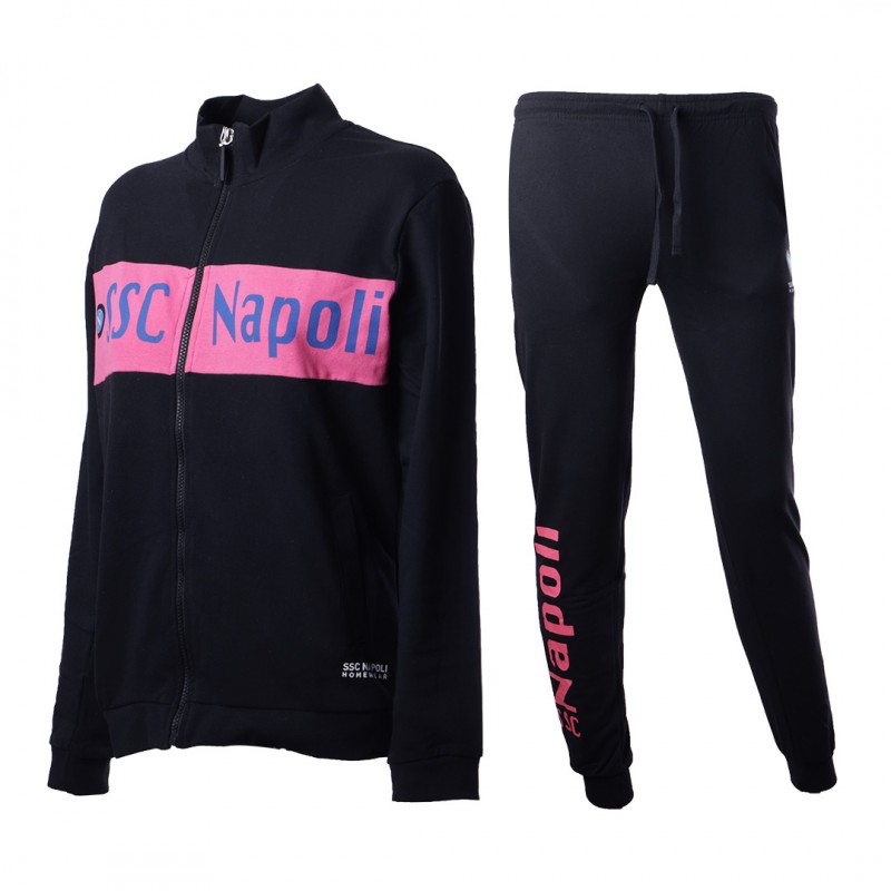 tuta homewear pigiama donna rosa e blu full zip ssc napoli