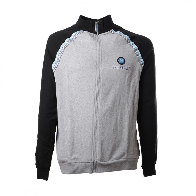 tuta homewear pigiama bambino full zip nera e azzurra ssc napoli