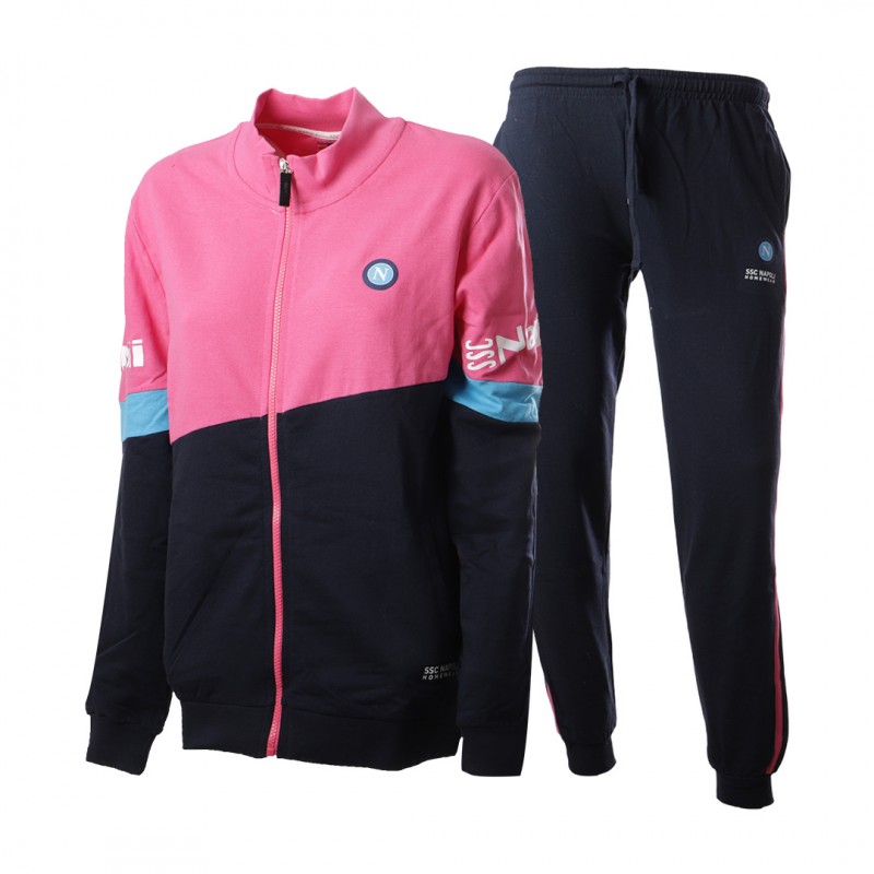tuta homewear pigiama donna blu e rosa ssc napoli full zip e logo Homewear s.r.l. - 1