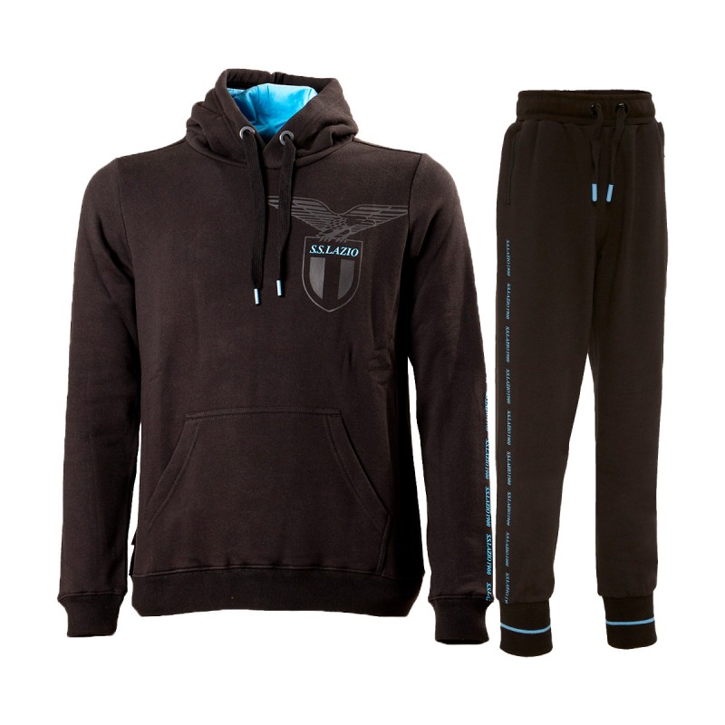 2020/2021 ss lazio boy's black hooded tracksuit MACRON - 1