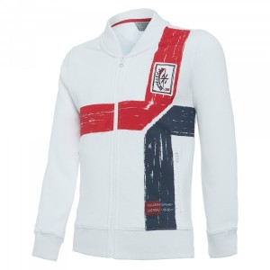 FELPA CAGLIARI BIANCA FULL ZIP CENTENARIO 2019/2020 MACRON - 1