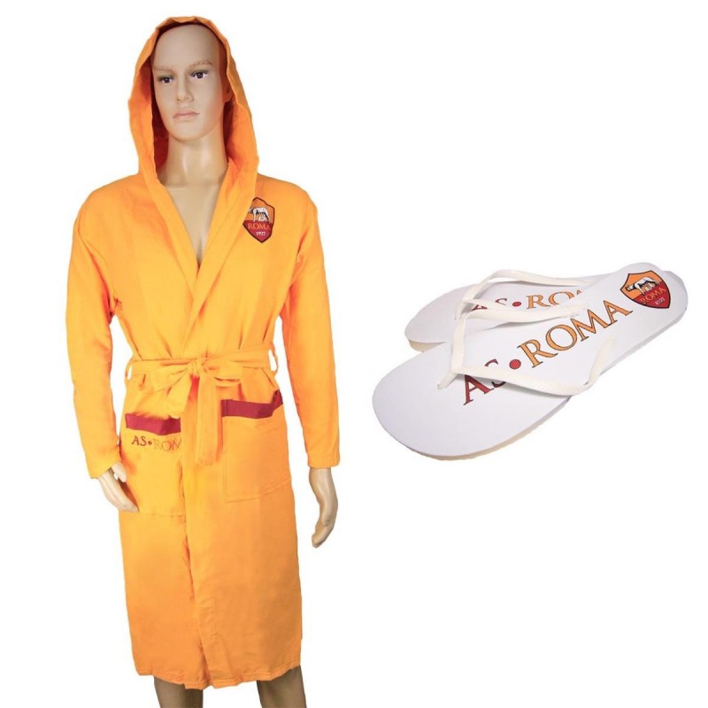 AS ROMA ORANGE BATHROBE AND FLIP FLOPS KIDS AMISTAD - 1