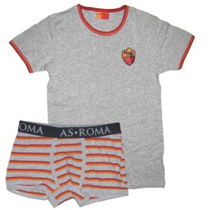 COMPLETO INTIMO GRIGIO BOXER BAMBINO AS ROMA AMISTAD - 1