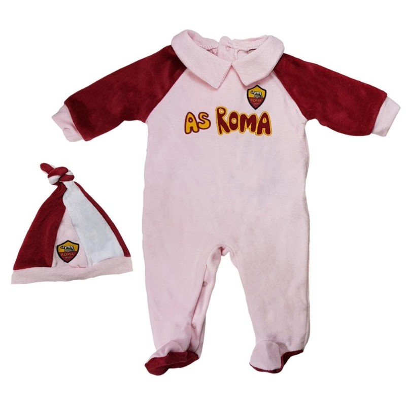 AS ROMA RED CHENILLE ONESIE WITH CAP AMISTAD - 1