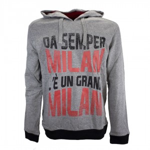 FELPA AC MILAN GRIGIO CHIARO CON CAPPUCCIO SUPPORTER MIGLIARDI - 1