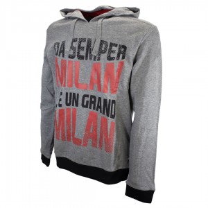 FELPA AC MILAN GRIGIO CHIARO CON CAPPUCCIO SUPPORTER MIGLIARDI - 3