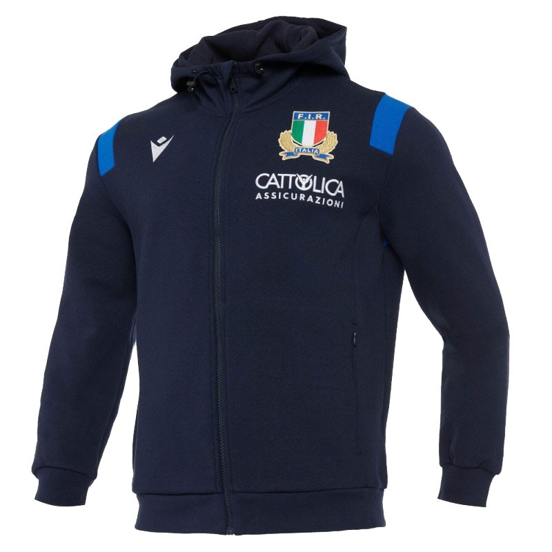 BLUE RUGBY ITALY FULL ZIP SWEATSHIRT MACRON - 1