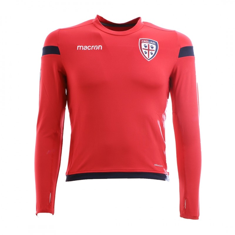 FELPA BAMBINO ALLENAMENTO GIROCOLLO CAGLIARI ROSSA/BLU NAVY 2017/2018 MACRON - 1