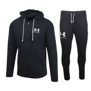 under armour black full zip rival terry suit with hood UNDER ARMOUR - 1