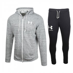 tuta rival terry grigia full zip con cappuccio under armour UNDER ARMOUR - 1