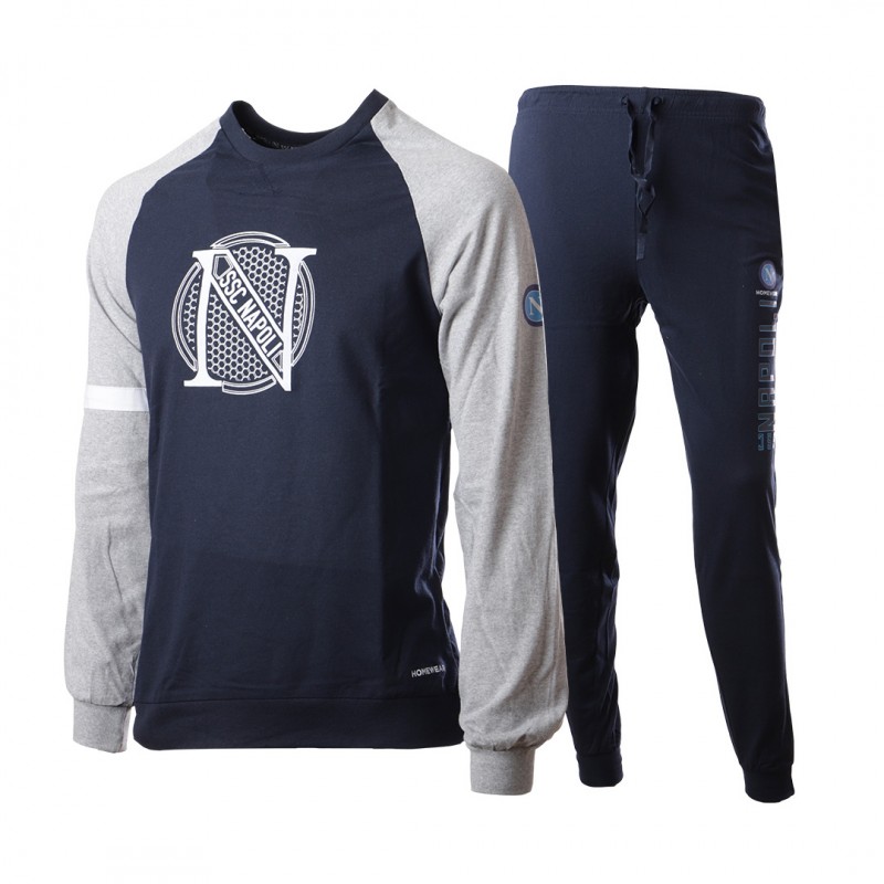 ssc napoli grey and blue crew-neck pyjamas Homewear s.r.l. - 1