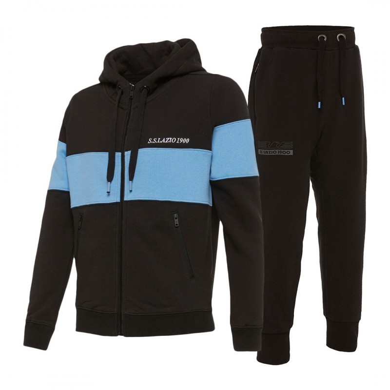 tuta felpata full zip bambino nera con cappuccio ss lazio MACRON - 1