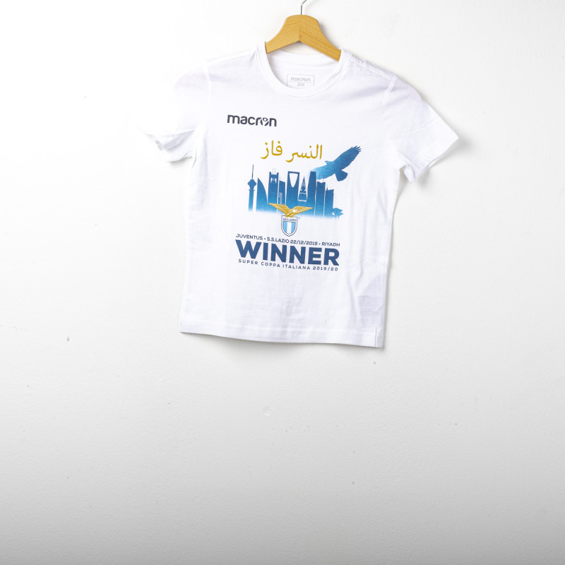 t-shirt bambino bianca celebrativa super coppa ss lazio MACRON - 1