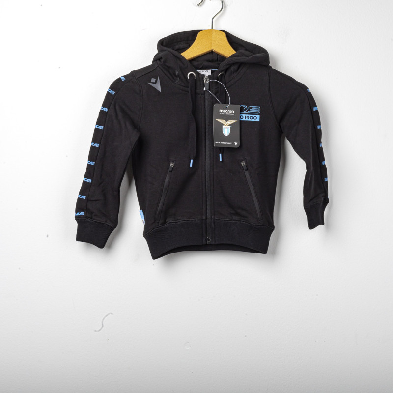ss lazio black child degarated full zipper hooded sweatshirt MACRON - 1