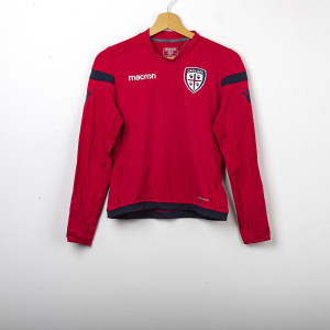 FELPA BAMBINO ALLENAMENTO GIROCOLLO CAGLIARI ROSSA/BLU NAVY 2017/2018 MACRON - 1