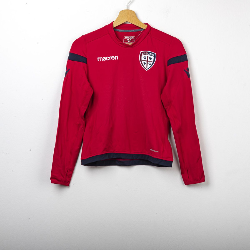 FELPA BAMBINO ALLENAMENTO GIROCOLLO CAGLIARI ROSSA/BLU NAVY 2017/2018 MACRON - 1