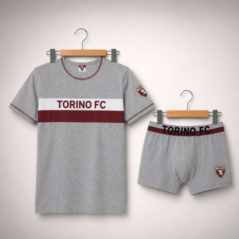 COMPLETO INTIMO GIROCOLLO/BOXER GRIGIO BAMBINO TORINO FC AMISTAD - 1