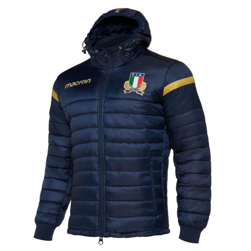giacca full zip con cappuccio blu/oro rugby italia MACRON - 1