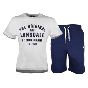 completo t-shirt e pantaloncini bianco/navy lonsdale LONSDALE - 1