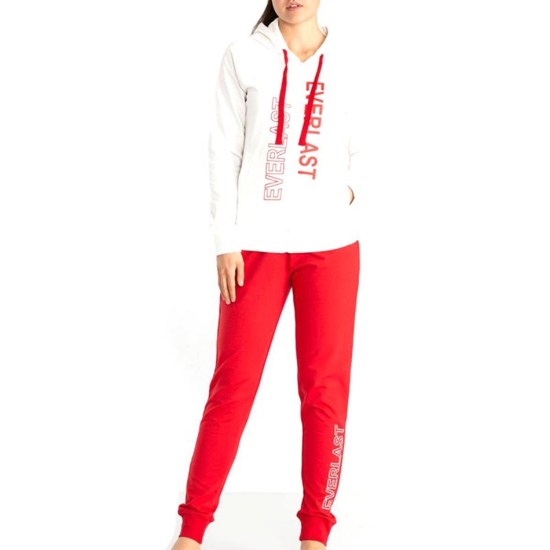 WOMEN FLEECE HOODED TRACKSUIT WHITE/RED EVERLAST EVERLAST - 1