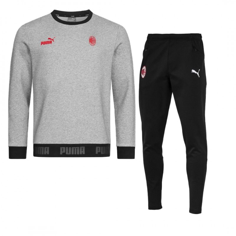TUTA FELPATA MILAN GRIGIA GIROCOLLO 2019 2020