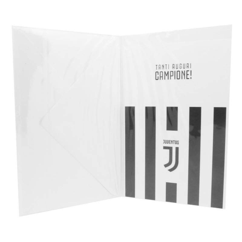 BIGLIETTO AUGURI JUVENTUS SINCE 1897 A RIGHE CON LOGO