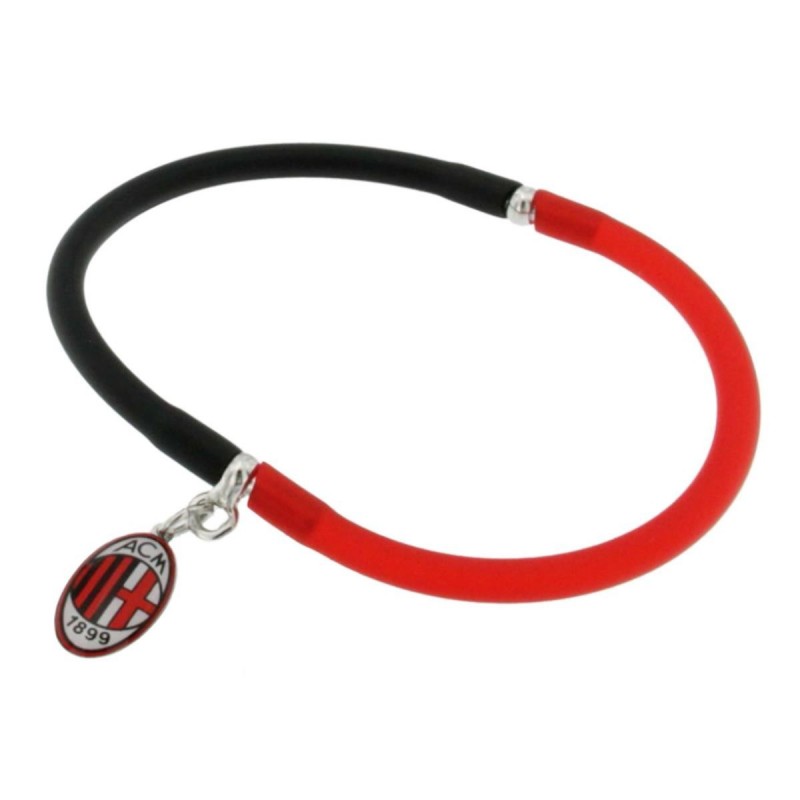 BRACCIALE IN SILICONE ROSSO CON PENDAGLIO LOGO MILAN