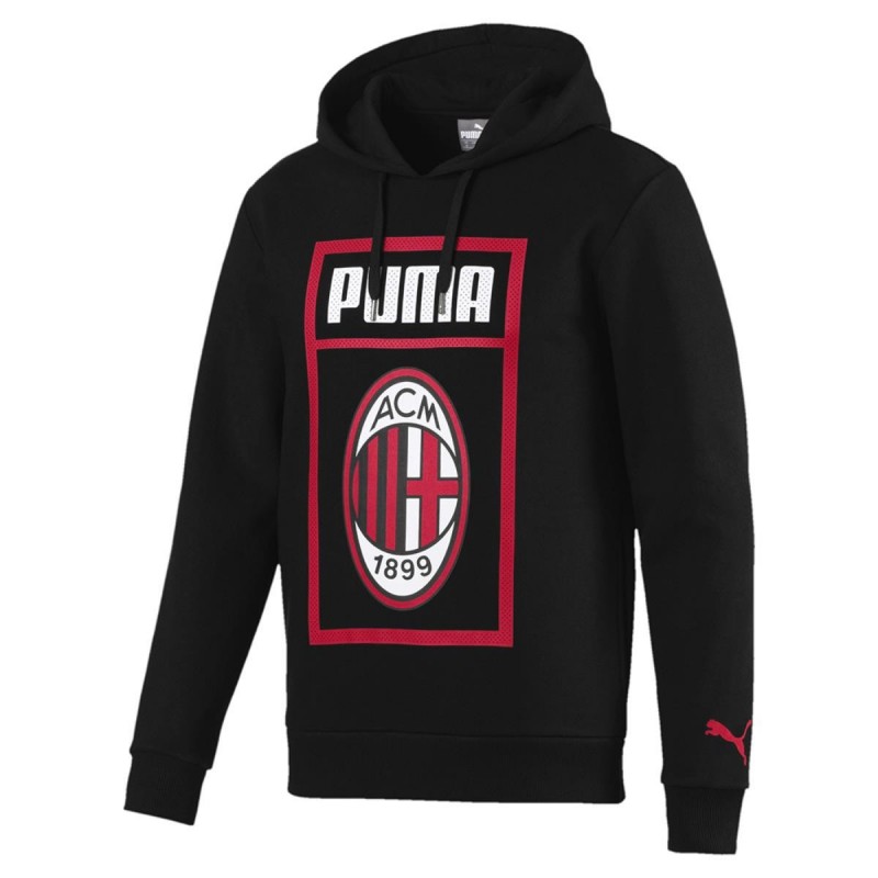 FELPA CON CAPPUCCIO NERA BAMBINO AC MILAN