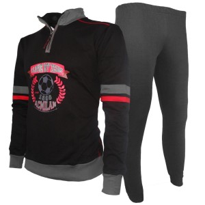 PIGIAMA SERAFINO MEZZA ZIP NERO BAMBINO AC MILAN PLANETEX - 1