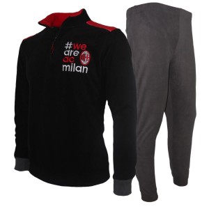 PIGIAMA SERAFINO PILE NERO BAMBINO AC MILAN PLANETEX - 1