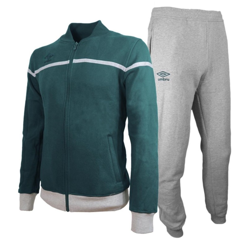 SWEATSHIRT FULL ZIP GREEN UMBRO