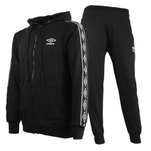 TUTA FELPATA NERA FULL ZIP CON CAPPUCCIO UMBRO UMBRO - 1