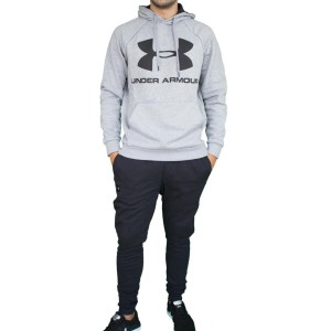 RIVAL FLEECE TRACKSUIT GRAYBLACK WITH HOOD UNDER ARMOR UNDER ARMOUR - 1