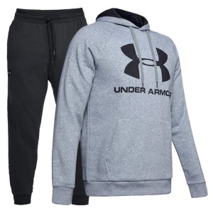 TUTA FELPATA RIVAL GRIGIO/NERO CON CAPPUCCIO UNDER ARMOUR UNDER ARMOUR - 2