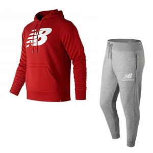 tuta felpata rossa/grigia con cappuccio new balance NEW BALANCE - 1