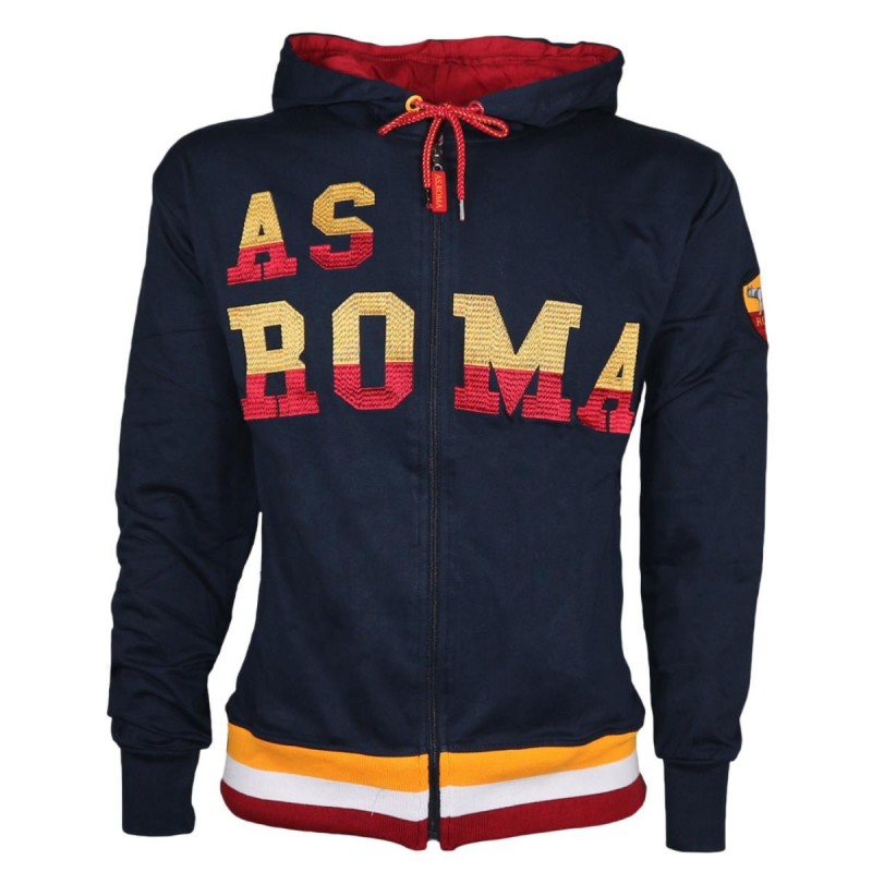 AS ROMA FELPA FULL ZIP CON CAPPUCCIO BLU AMISTAD - 1