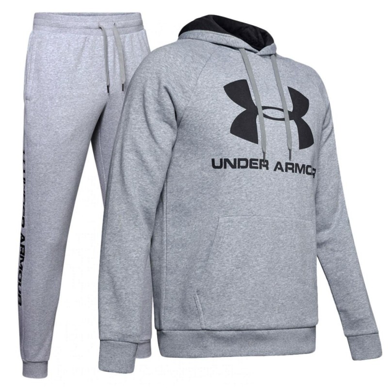 RIVAL FLEECE TRACKSUIT GRAY WITH HOOD UNDER ARMOR