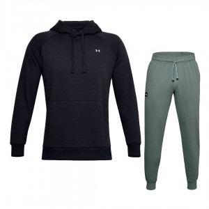 TUTA FELPATA UNDER ARMOUR NERA/VERDE CON CAPPUCCIO UNDER ARMOUR - 1