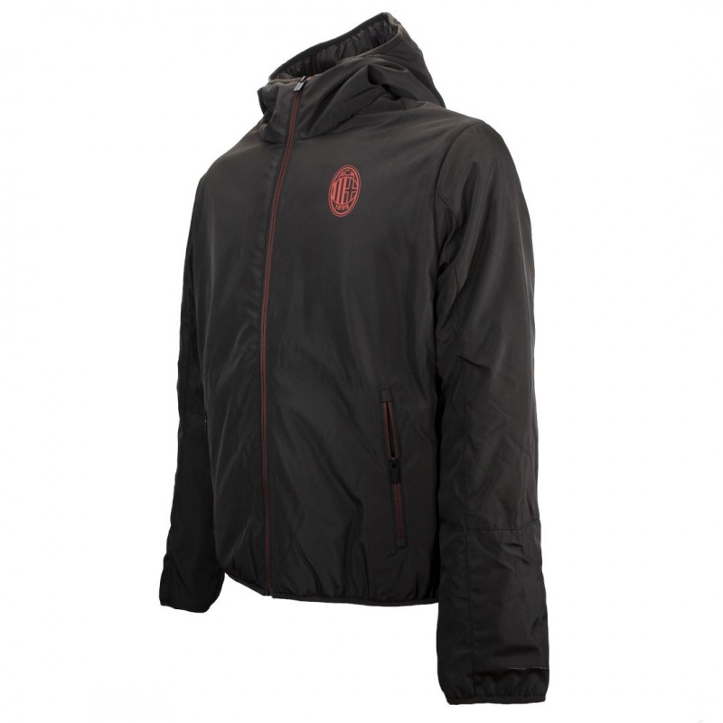 GIACCA IMBOTTITA AC MILAN NERA CON CAPPUCCIO