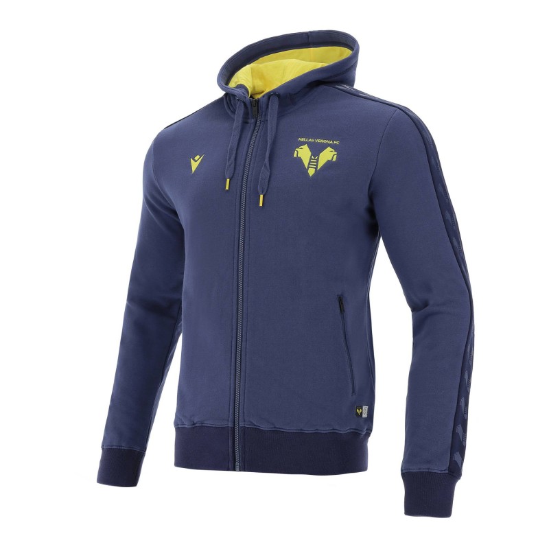 FELPA HELLAS VERONA NAVY CON CAPPUCCIO 2020/2021 MACRON - 1