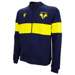 FELPA HELLAS VERONA NAVY/GIALLA FULL ZIP 2020/2021 MACRON - 3