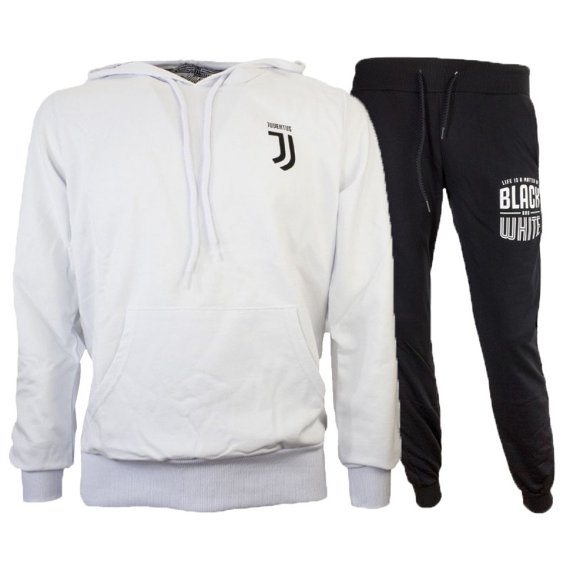 tuta juventus felpata black and white con cappuccio MIGLIARDI - 1