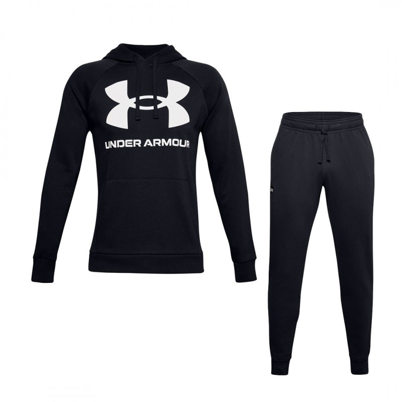 tuta felpata con cappuccio under armour nera big logo UNDER ARMOUR - 1