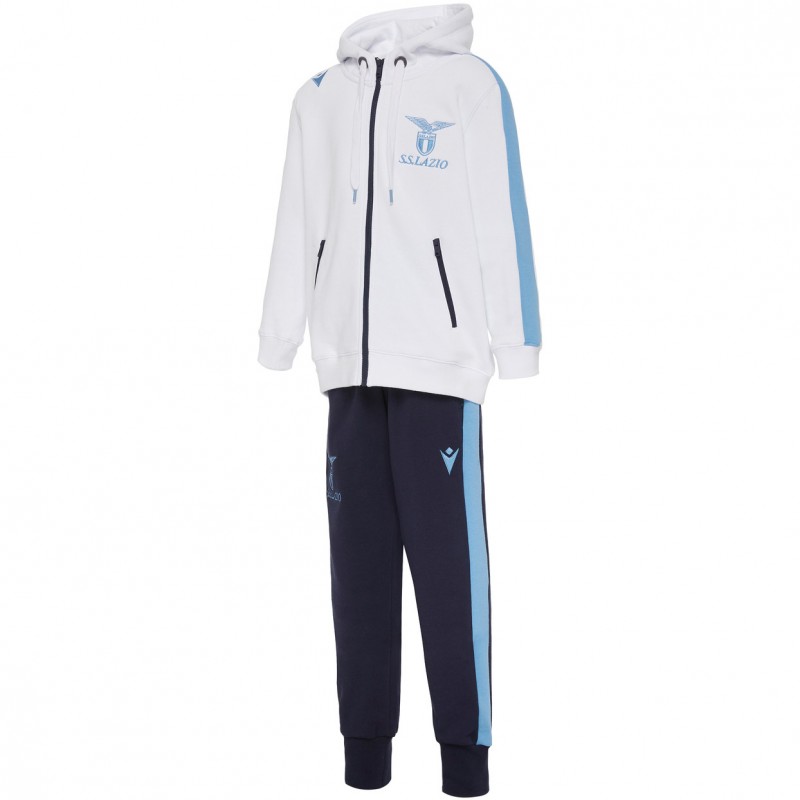 TUTA LAZIO POLY BIANCA CON CAPPUCCIO BAMBINO 2020/2021 MACRON - 1