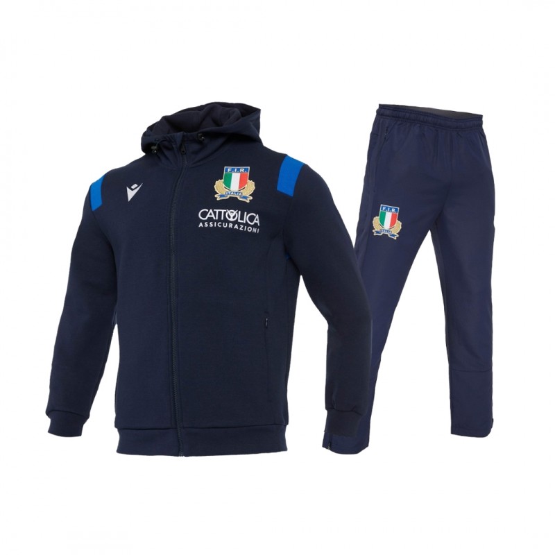 BLUE RUGBY ITALY FULL ZIP SWEATSHIRT MACRON - 1