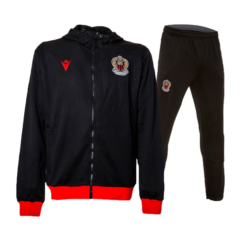 training tracksuit full zipper nizza black and red 2020/2021 MACRON - 1