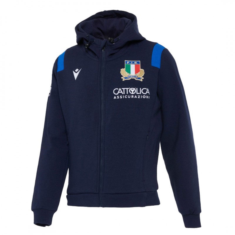 felpa con cappuccio bambino fir rugby blu 2020/2021 MACRON - 1