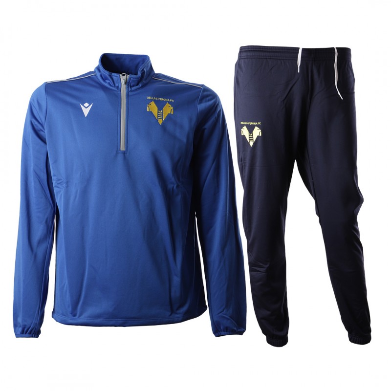 hellas verona 2020/2021 child's half-zip training suit blue MACRON - 1
