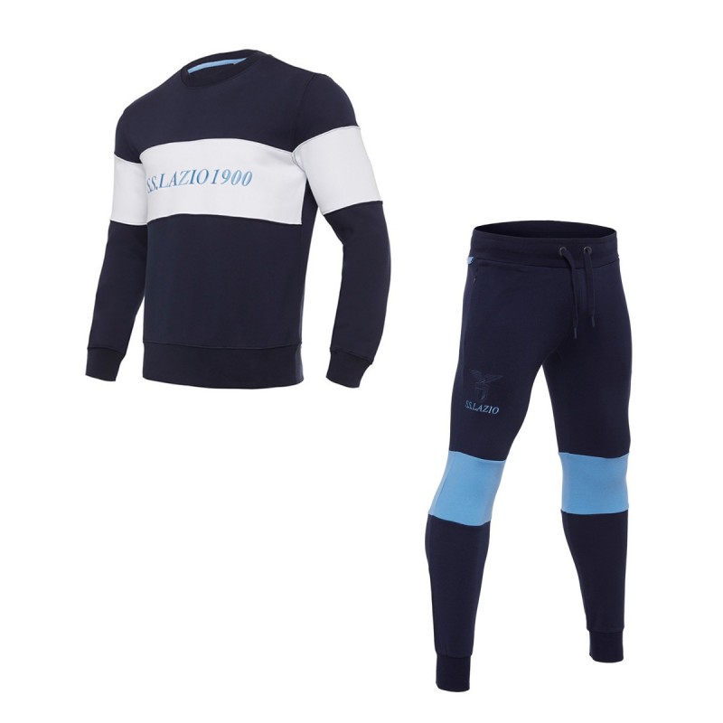 TUTA LAZIO GIROCOLLO FELPATA BLU NAVY MACRON - 1
